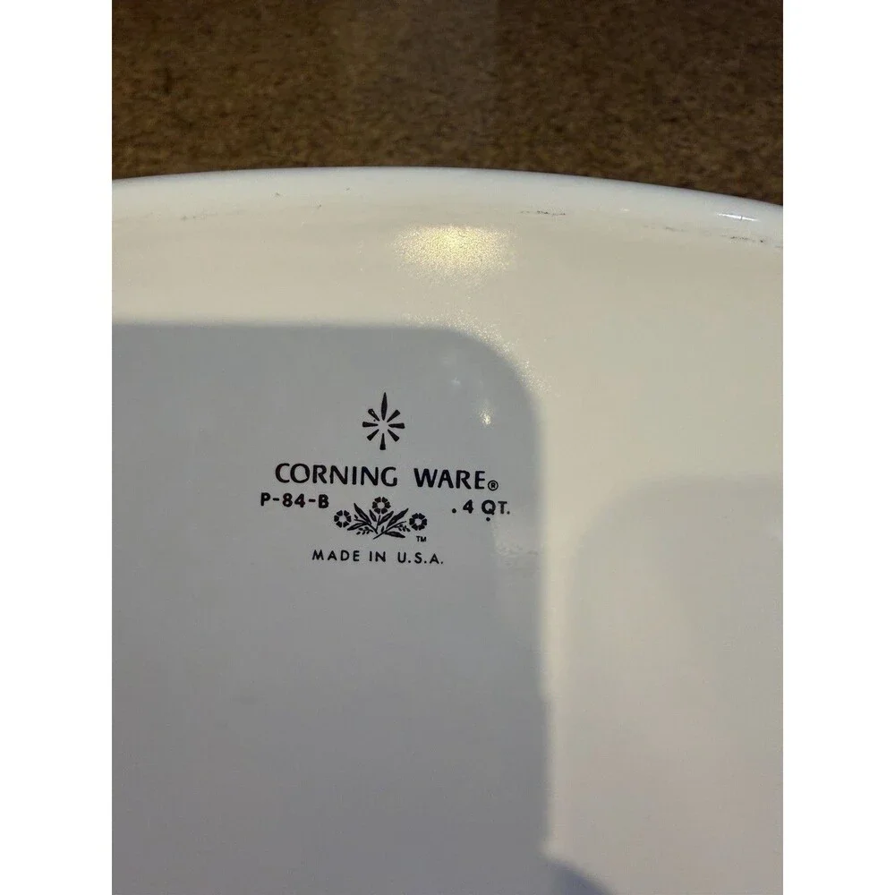CorningWare 4Qt Square Floral Casserole Dish w/ Glass Lid White/Blue Cottagecore